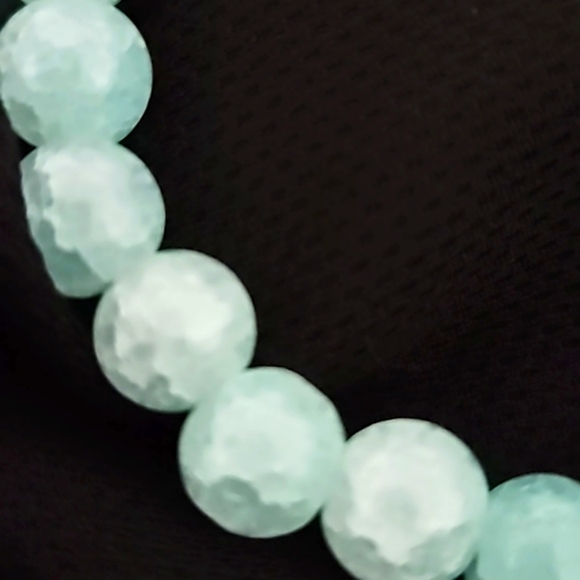 SOLD Aqua Green Czech Glass Crackle Bracelet - Picture 3 of 3